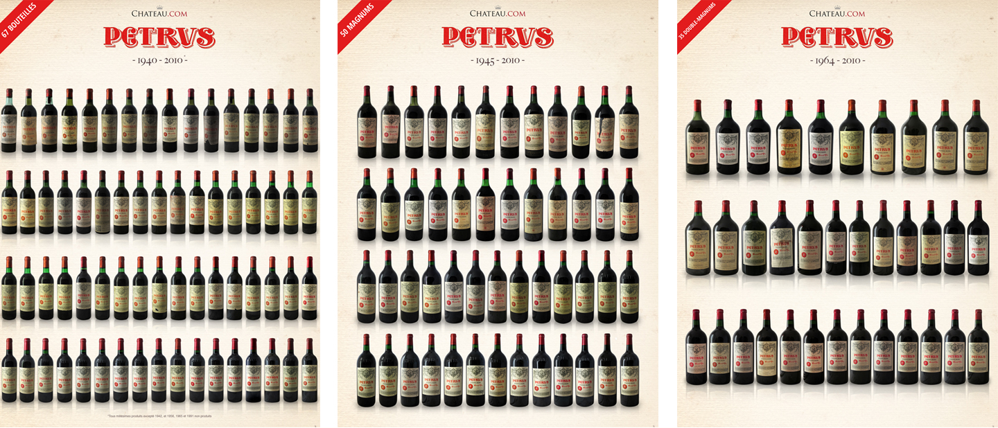 Pyramide de Petrus 1940-2010 - Bouteilles, magnums, doubles-magnums
